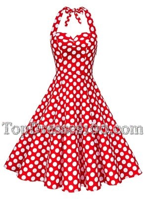 White And Red Sweetheart Backless Pattern Party Dress for Toddlers Sleeveless