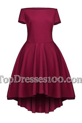 Tea Length Side Zipper Pageant Dresses Burgundy and In for Prom and Party with Ruching