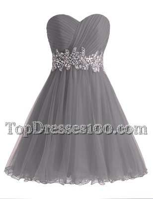Dynamic Knee Length Grey Cocktail Dresses Sweetheart Sleeveless Lace Up