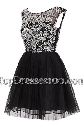 Fashion Cap Sleeves Zipper Knee Length Beading Juniors Party Dress
