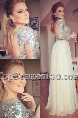 Romantic Scoop Long Sleeves Sequins Backless