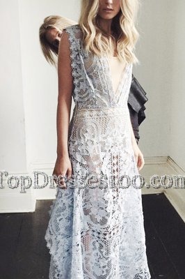 Extravagant White A-line Lace Scoop Sleeveless Lace Floor Length Zipper Prom Dress