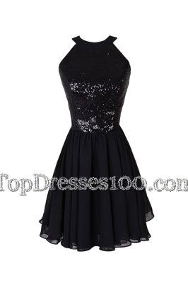 Flare Scoop Sleeveless Sequins Criss Cross Juniors Party Dress