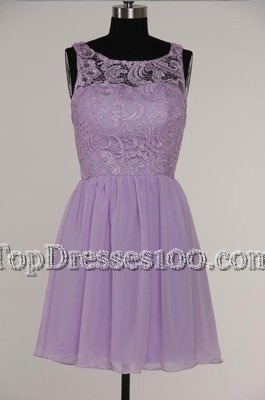 Scoop Lace Custom Made Lavender Zipper Sleeveless Knee Length