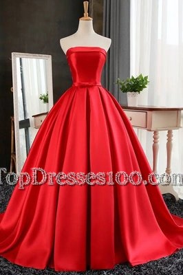 Excellent Sleeveless Sweep Train Lace Up Pleated Homecoming Dress