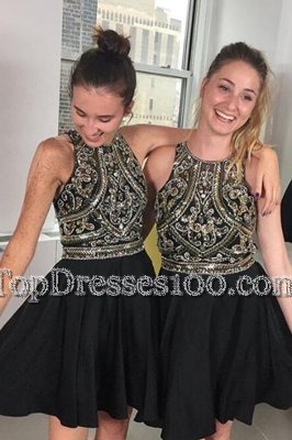 Hot Selling Mini Length Black Cocktail Dresses Scoop Sleeveless Zipper