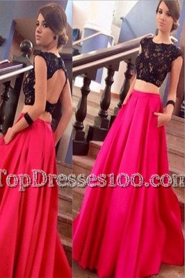 Scoop Short Sleeves Brush Train Lace Backless
