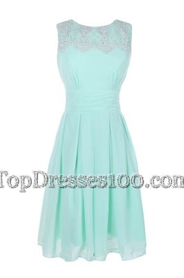 Exquisite Bateau Sleeveless Cocktail Dresses Tea Length Belt Apple Green Chiffon