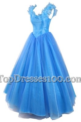 Pick Ups Baby Blue Sleeveless Organza Zipper Dress for Prom for Prom and Party