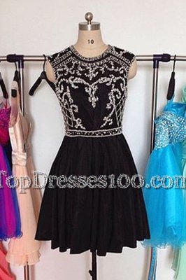 Exceptional Black Zipper Scoop Beading Cocktail Dresses Chiffon Sleeveless