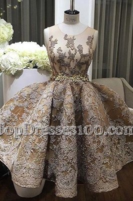 Scoop Champagne Sleeveless Satin Zipper Casual Dresses for Prom and Party