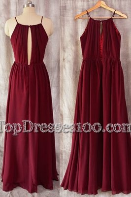 Sleeveless Zipper Floor Length Ruching