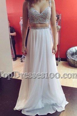 Cheap Spaghetti Straps Sleeveless Zipper Prom Dress White Elastic Woven Satin