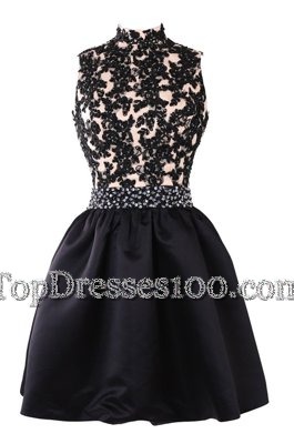 Beautiful Black High-neck Backless Beading and Appliques Cocktail Dress Sleeveless