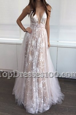 Tulle Sleeveless Floor Length Prom Dress and Lace