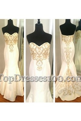 Mermaid White Sleeveless Elastic Woven Satin Zipper Prom Gown for Prom and Party