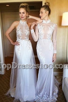Fine Mermaid Lace Up Dress for Prom White and In for Prom and Party with Lace Sweep Train