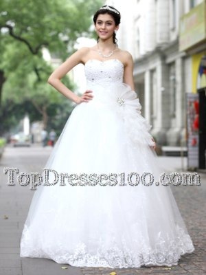 New Style White Sweetheart Lace Up Sequins Bridal Gown Sleeveless