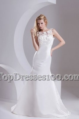 Attractive Sleeveless Sweep Train Zipper Lace Bridal Gown
