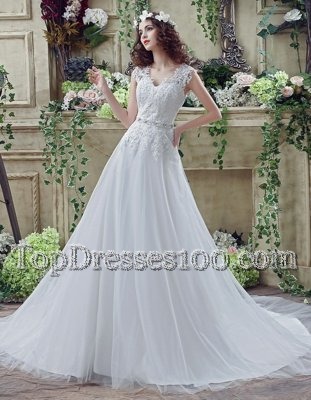 White Strapless Lace Up Lace and Appliques Wedding Gown Court Train Sleeveless