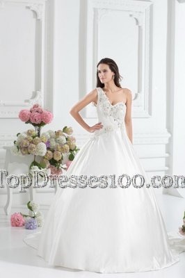 High Quality White Wedding Dresses Wedding Party and For with Lace V-neck 3|4 Length Sleeve Cathedral Train Clasp Handle