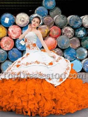 Fabulous Multi-color Organza Lace Up Sweetheart Sleeveless Floor Length Quinceanera Dress Appliques and Embroidery and Ruffles