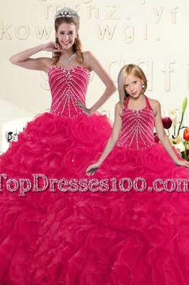 Custom Designed Organza Sleeveless Floor Length Sweet 16 Dresses and Beading and Ruffles