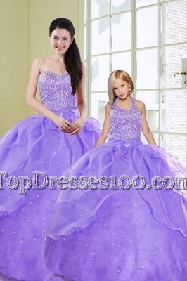 Classical Lavender Sweet 16 Quinceanera Dress Military Ball and Sweet 16 and Quinceanera and For with Beading Sweetheart Sleeveless Lace Up