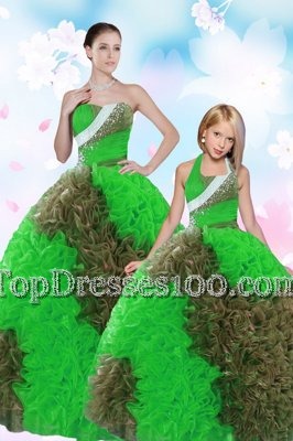 Great Multi-color Sleeveless Floor Length Sequins and Pick Ups Lace Up Quinceanera Dresses