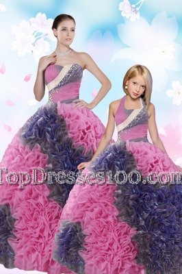 Romantic Sequins and Pick Ups Quinceanera Dresses Multi-color Lace Up Sleeveless Floor Length