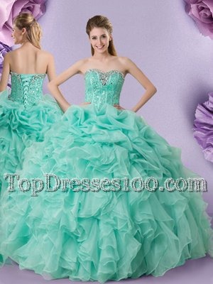 Spectacular Sweetheart Sleeveless Tulle Sweet 16 Dress Beading Lace Up