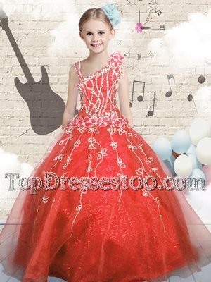 Sleeveless Appliques Lace Up Flower Girl Dresses