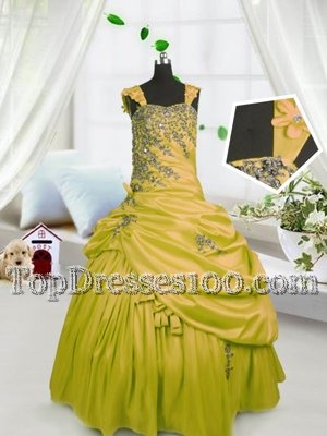 Fancy Coral Red Straps Neckline Beading and Ruffles and Bowknot Little Girls Pageant Dress Wholesale Sleeveless Zipper