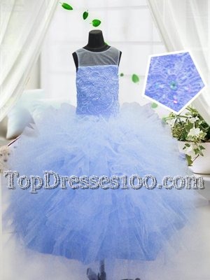 Fancy Scoop Organza Sleeveless Floor Length Party Dress Wholesale and Beading and Ruffles