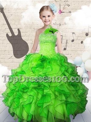 Adorable Sleeveless Beading and Ruffles Floor Length Teens Party Dress