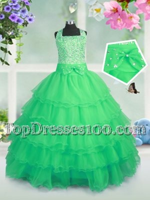 Custom Designed Floor Length Zipper Pageant Gowns For Girls for Party and Wedding Party with Beading and Ruffled Layers