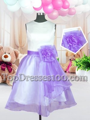 Scoop Sleeveless Zipper Knee Length Hand Made Flower Toddler Flower Girl Dress