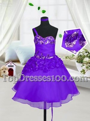 Fabulous Sweetheart Sleeveless Organza Party Dresses Beading and Hand Made Flower Lace Up