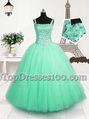 Elegant Multi-color Sleeveless Beading and Ruffles and Sequins Floor Length Little Girl Pageant Dress
