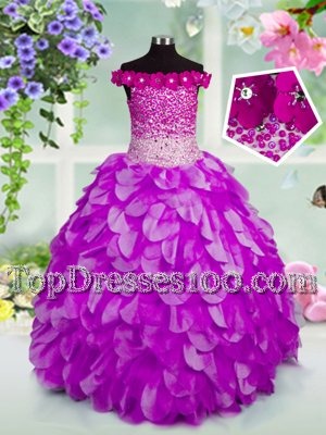 Colorful Off the Shoulder Floor Length Ball Gowns Sleeveless Lavender Womens Party Dresses Lace Up