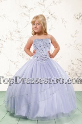 Beading Flower Girl Dresses Grey Lace Up Sleeveless Floor Length