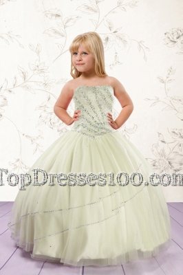 Fancy Beading Teens Party Dress Apple Green Lace Up Sleeveless Floor Length