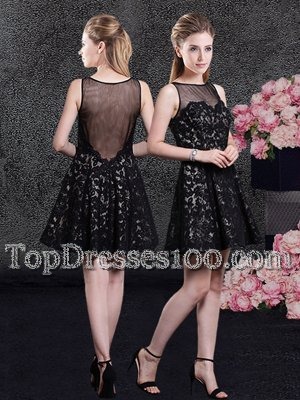Suitable Black Sleeveless Lace Side Zipper Club Wear for Prom and Military Ball and Sweet 16 and Wedding Party