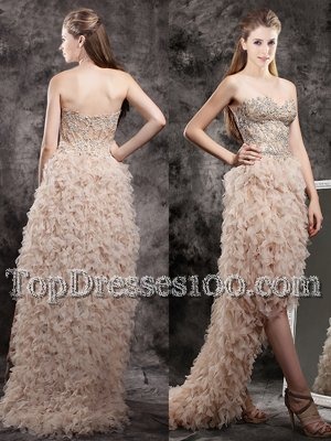 Chic Sleeveless Appliques and Ruffles Zipper Evening Gowns