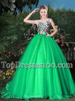 Captivating Scoop Floor Length Light Yellow 15 Quinceanera Dress Organza Sleeveless Appliques
