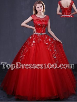 Lovely Scoop Floor Length Lace Up Quinceanera Dresses Turquoise and In for Military Ball and Sweet 16 and Quinceanera with Beading and Appliques