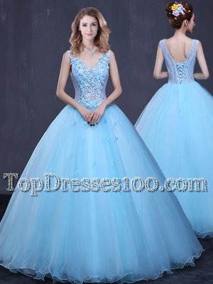 Scoop Dark Purple Ball Gowns Lace and Appliques Vestidos de Quinceanera Lace Up Elastic Woven Satin Sleeveless With Train