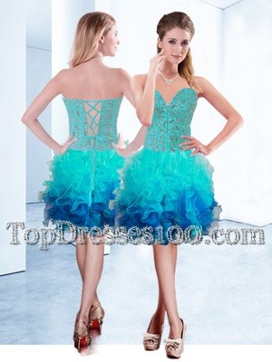 Organza Sleeveless Knee Length Cocktail Dress and Ruffles
