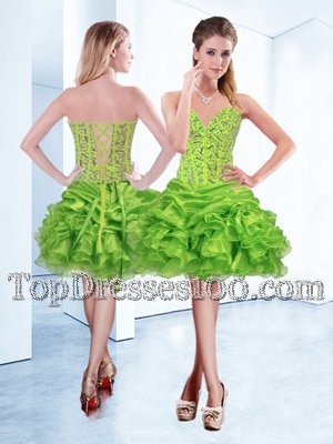 Mini Length Lace Up Cocktail Dresses for Prom and Party with Beading and Ruffles