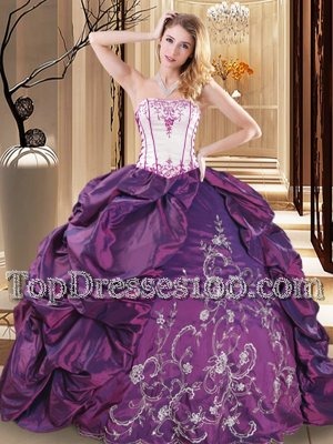 Charming Taffeta Sleeveless Floor Length Sweet 16 Dress and Embroidery